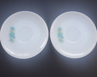 Vintage Pair of Anchor Hocking Fire King White Milk Glass Saucers