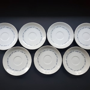 Vintage Mt. Hira Fine China Blue Trells Saucers - Made in Japan - 1950s