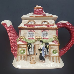 Vintage 1988 Fitz & Floyd Charles Dickens' Christmas Carol Teapot - Retired