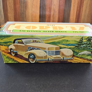 Avon Cord &#39;37 Car Tai Winds After Shave Decanter - FULL in Original Box - 1970s