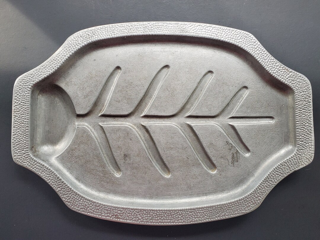 Vintage Pewter Meat Serving Tray With Au Jus Well and Textured Etsy