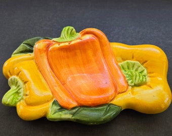 Vintage KMC Ceramic Bell Pepper-Shaped Spoon Rest