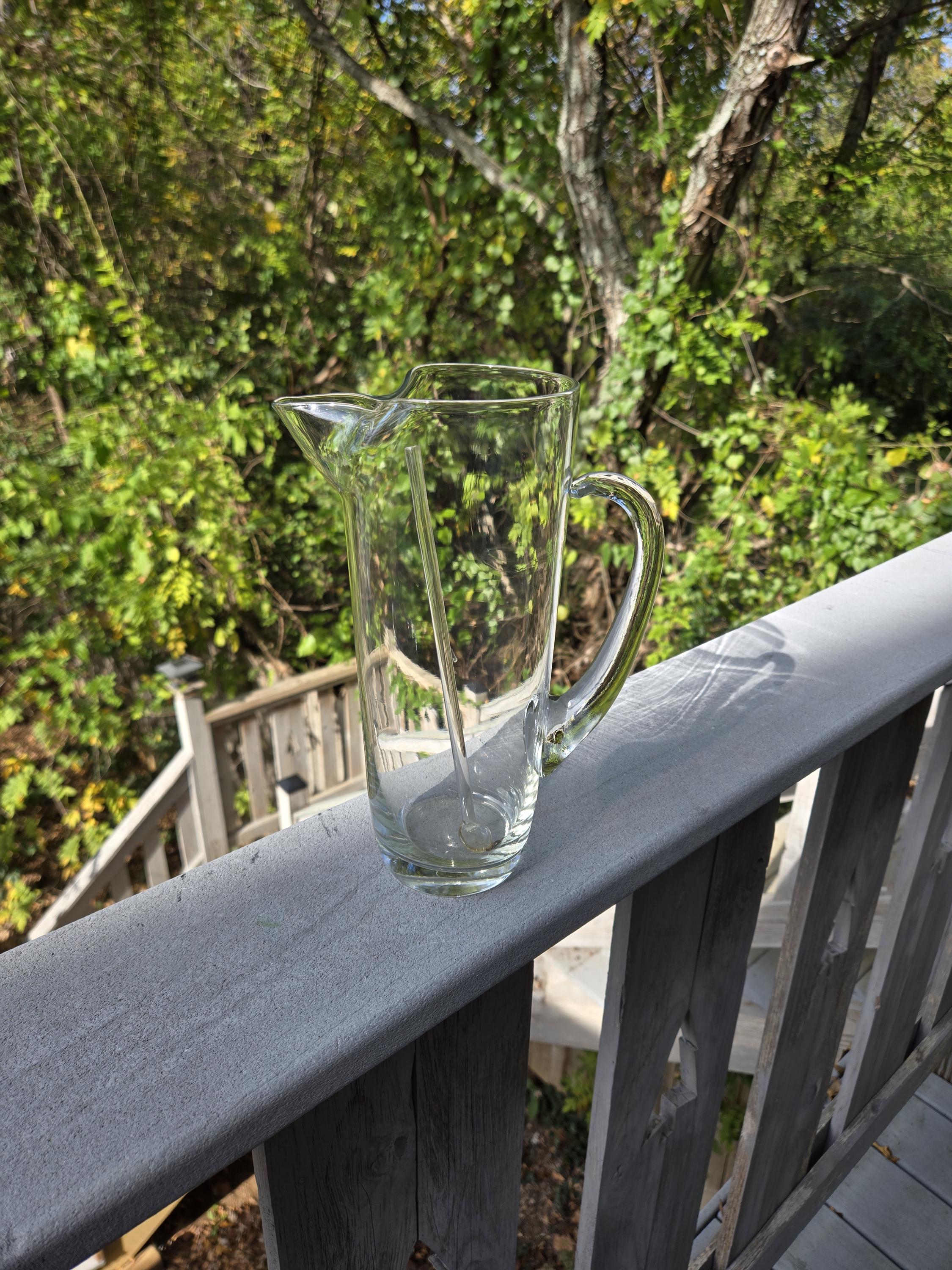 Vintage Glass Cocktail Pitcher with Glass Stirrer