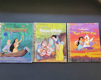 Vintage Disney Little Golden Books - Pocahontas, Snow White and Aladdin