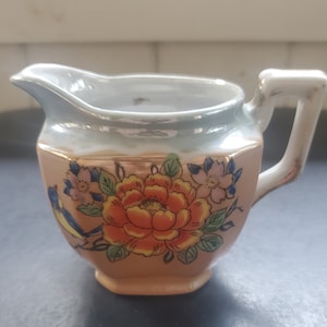 Vintage Lusterware Porcelain Hand Painted Creamer - Made in Japan