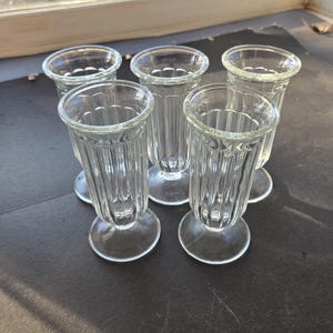 Set of 5 Vintage Parfait Soda Fountain Glasses