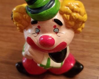 Vintage 1970&#39;s Enesco Small Ceramic Clown Figurine