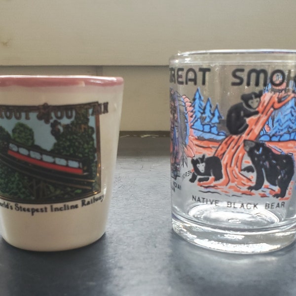 Vintage Tennessee Souvenir Shot Glasses - Great Smoky Mountains and Lookout Mountain