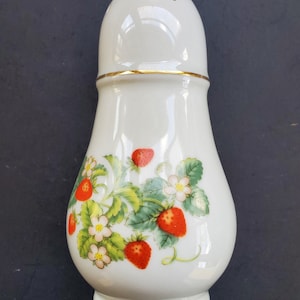 Avon Porcelain Strawberry Sugar Shaker with 22K Gold Trim - 1978