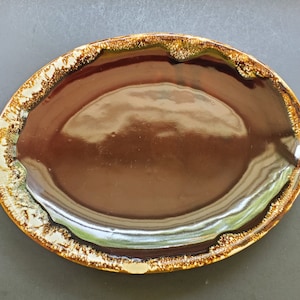 Monmouth Oval Serving Platter - Brown Drip Glaze - 1970s