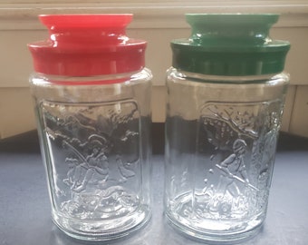 Vintage Anchor Hocking Glass Tang Powder Drink Mix Canister with Lid - 1970s