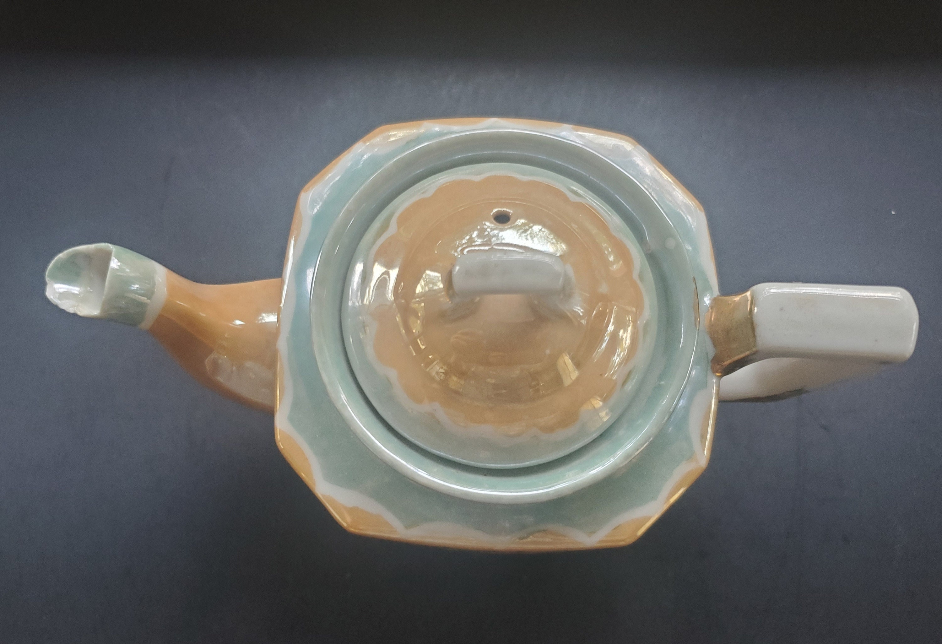Vintage Lusterware Porcelain Hand Painted Teapot - Made in