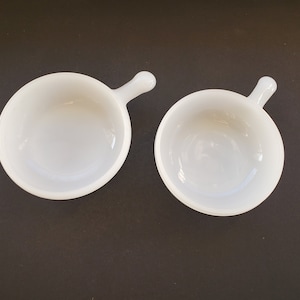 Pair of Vintage Glasbake White Milk Glass Soup Bowls