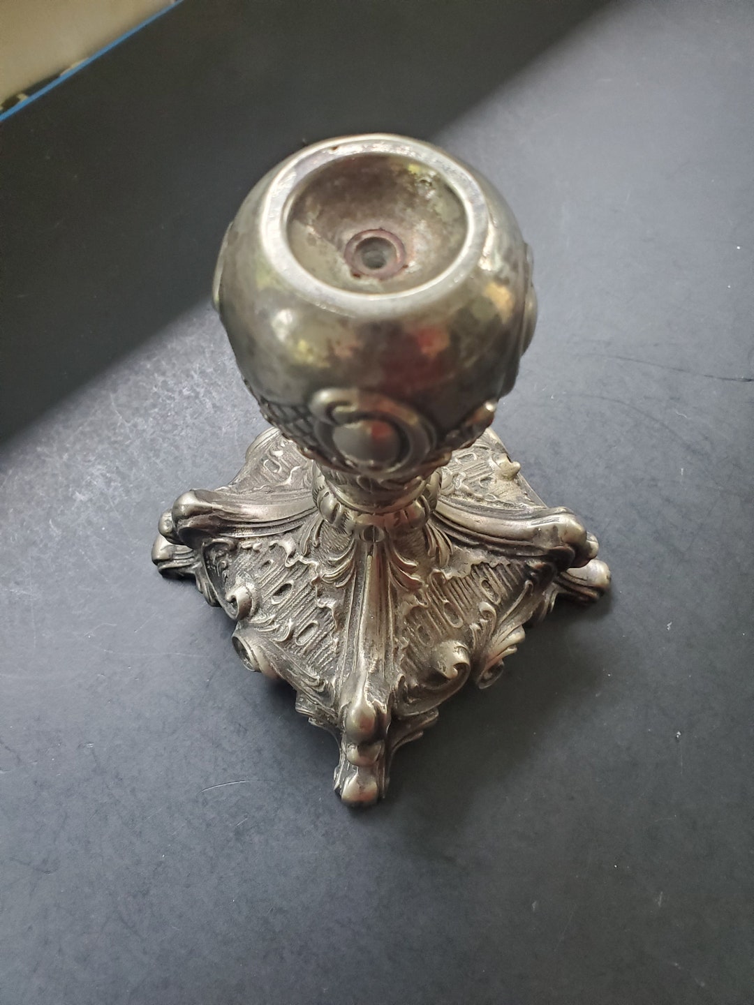 Vintage Baroquestyle Heavy Metal Candle Holder Etsy