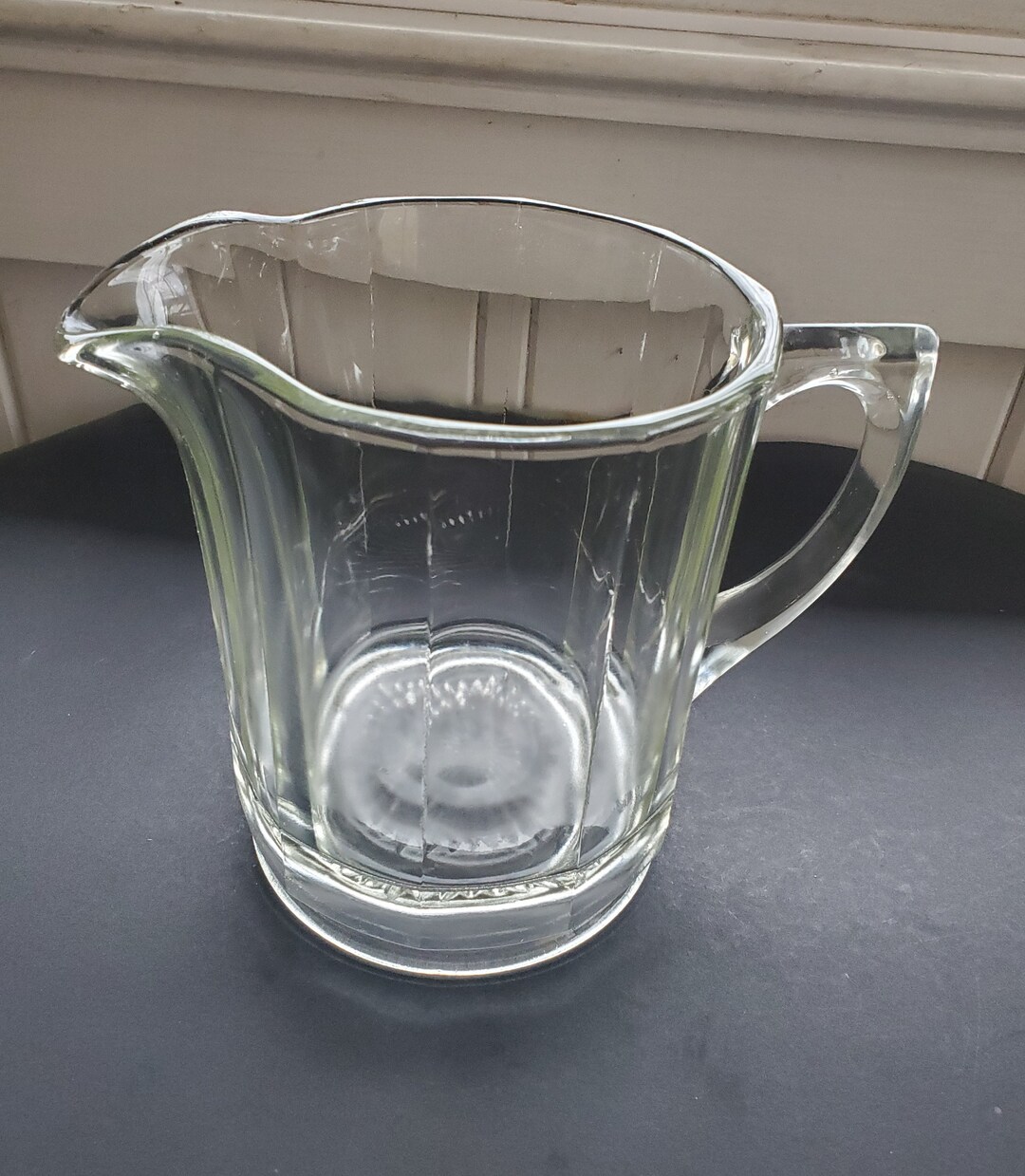 Vintage Heavy Glass Pitcher 1940s1950s Etsy