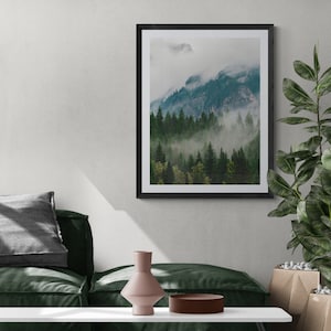 Impresión de niebla de Vancouver / Columbia Británica, Canadá / Arte mural de fotografía de paisajes / Montañas del Pacífico Noroeste / Fotografía de bosques melancólicos imagen 8