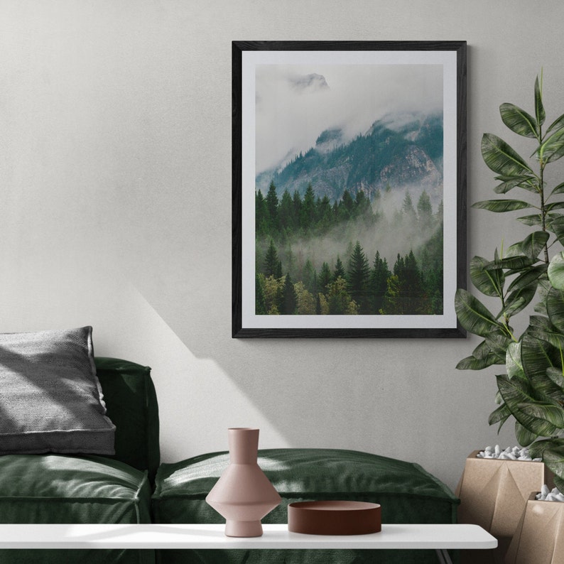 Impresión de niebla de Vancouver / Columbia Británica, Canadá / Arte mural de fotografía de paisajes / Montañas del Pacífico Noroeste / Fotografía de bosques melancólicos imagen 8