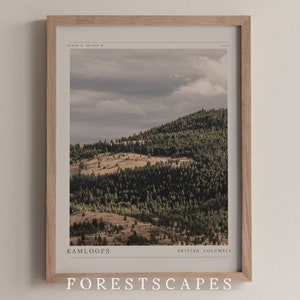 Póster de Kamloops Hills / DESCARGA DIGITAL PRINT / Regalo de viaje a Canadá / Valle de Okanagan, Columbia Británica / Decoración de arte mural vintage imprimible
