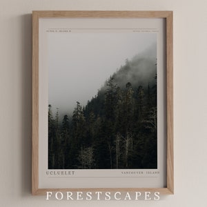 Póster del bosque de Ucluelet / DESCARGA DIGITAL Imprimir / Regalo de viaje a Canadá / Isla de Vancouver, Columbia Británica / Decoración de arte mural vintage imprimible