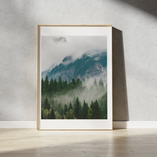 Vancouver Fog Print | British Columbia, Canada | Landscape Photography Wall Art | Pacific Northwest Mountains | Moody Forest Photography