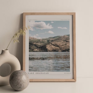 Lake Okanagan Poster | DIGITAL DOWNLOAD PRINT | Canada Vintage Travel Gift | Kelowna, British Columbia Photo | Printable Minimalist Wall Art