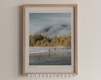 Impresión de surfista de Tofino / Póster de viaje a la isla de Vancouver (Descarga digital)