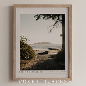 Tofino Shoreline Poster | DIGITAL DOWNLOAD PRINT | Canada Travel Gift | Vancouver Island British Columbia | Printable Vintage Wall Art Decor
