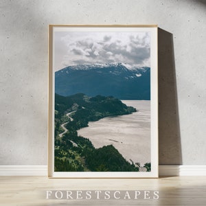 Sea to Sky Vintage Print | BC Canada Travel Gift | Squamish, British Columbia | Minimalist PNW Wall Art