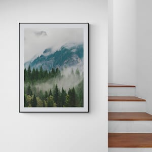 Impresión de niebla de Vancouver / Columbia Británica, Canadá / Arte mural de fotografía de paisajes / Montañas del Pacífico Noroeste / Fotografía de bosques melancólicos imagen 4