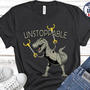 Funny Graphic Dinosaur Shirt, Unstoppable Dinosaur Shirt, T-Rex Shirt, Gift for Dinosaur Lover, Jurassic Style Shirt, Cool Dinosaur Tee Dark Grey