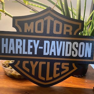 Harley Davidson wall art man cave decor biker gift desk art custom 3d print gift unique garage decor Harley logo art unique motorcycle sign