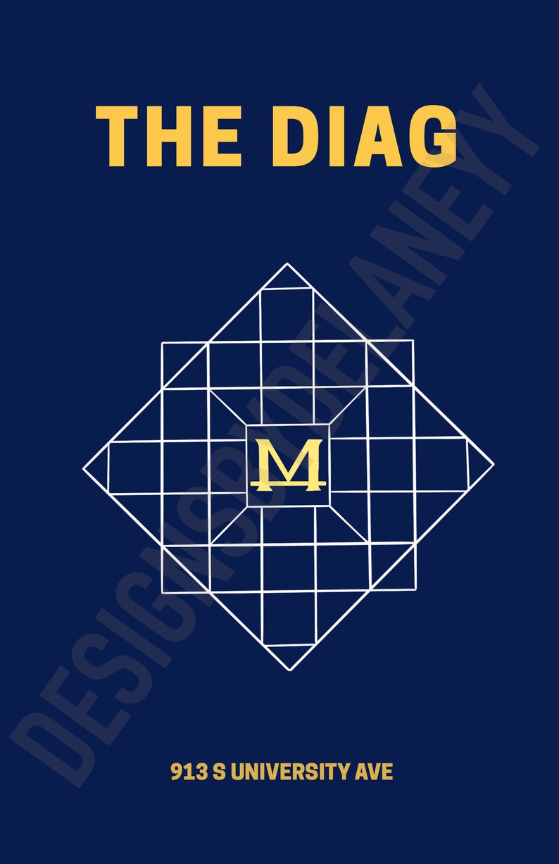 University of Michigan Poster Set Etsy