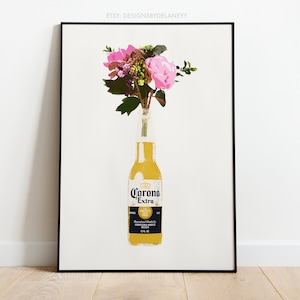 Wazon na kwiaty z butelki Corona | Pobieranie cyfrowe | Sztuka ścienna