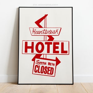 Retro Wall Art | Heartbreak Hotel doodle print | Digital Download