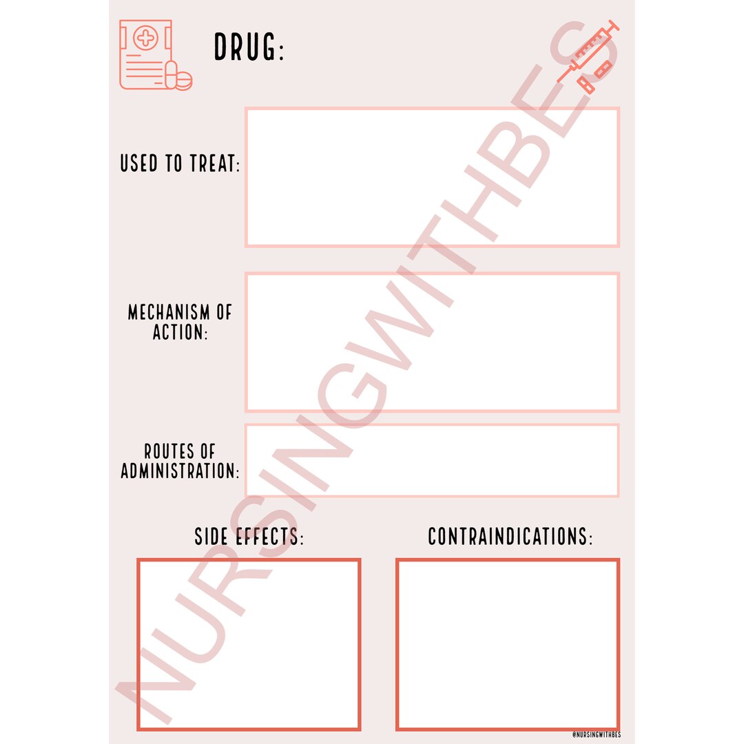 Medications Sheet Template A5 - Etsy