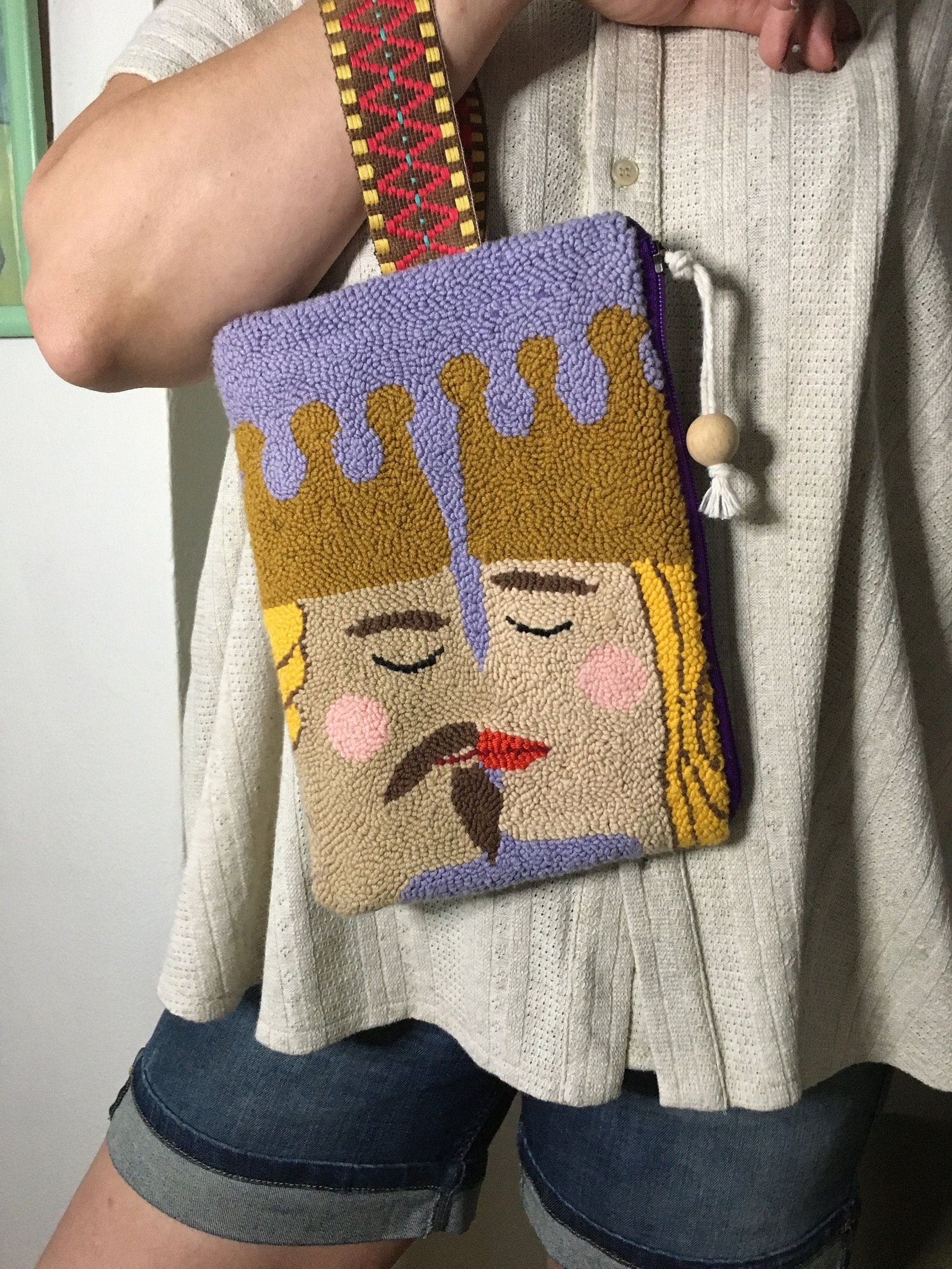 Punch Needle Bag Colored Clutch Bag Handmade Punch Needle Etsy