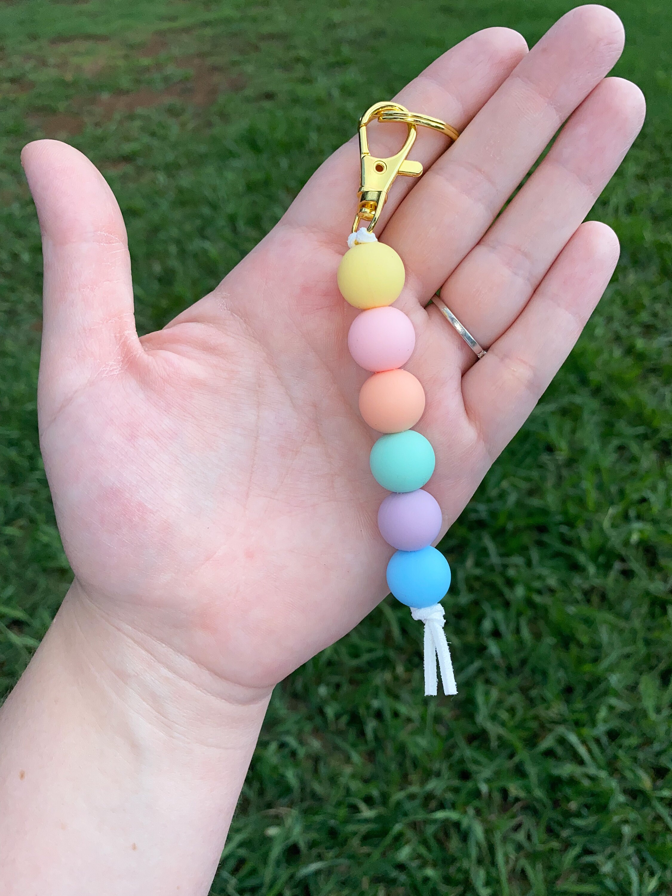 Pastel rainbow silicone keychain baby shower keychain Etsy