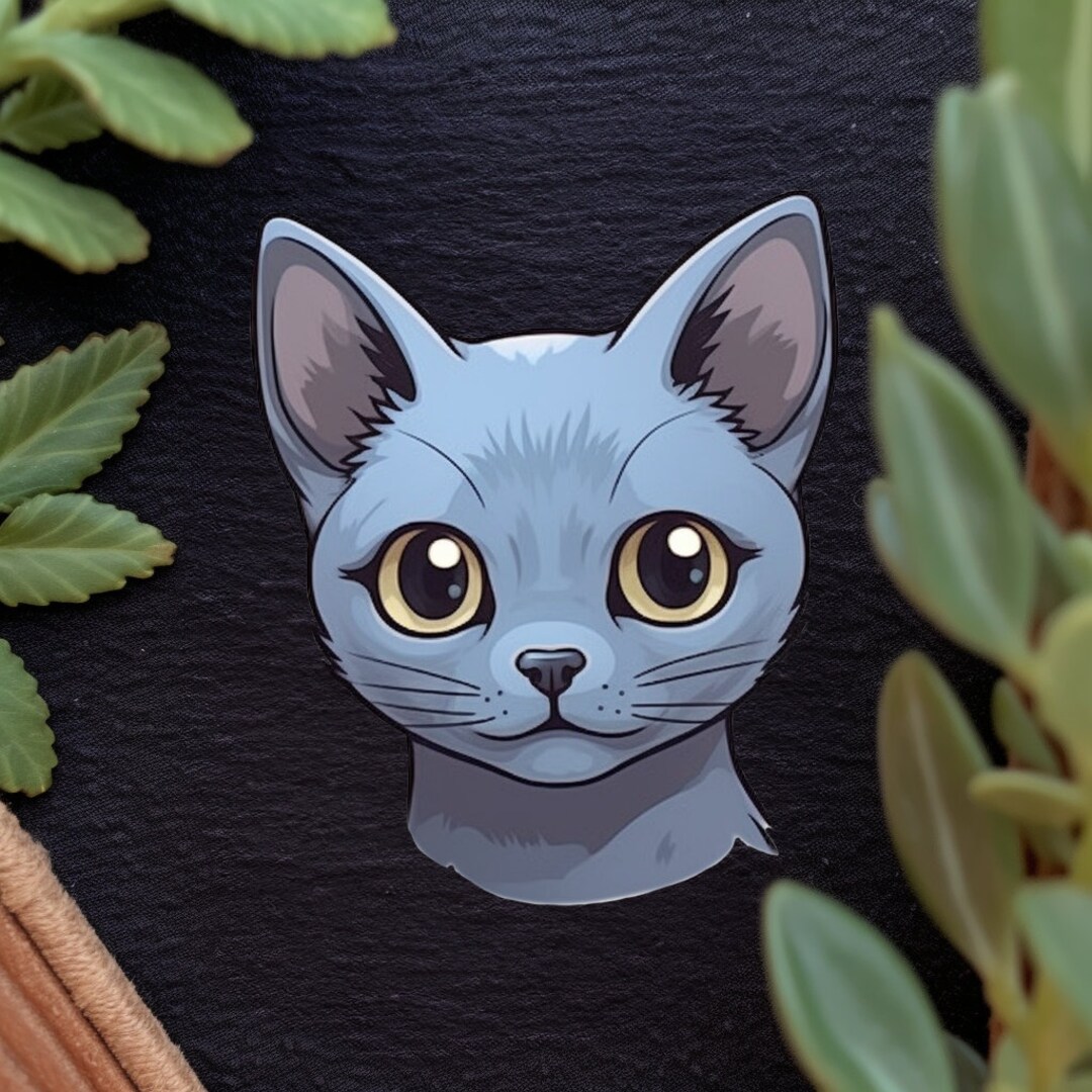 Cute Russian Blue Cat Sticker for Cat Lovers Etsy