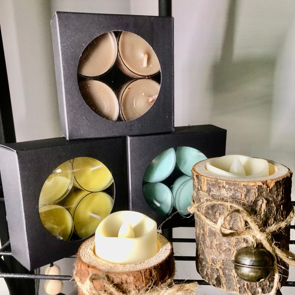 Natural tea lights/holder & nature element candles