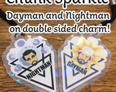 Dayman and Nightman double sided sparkle charm