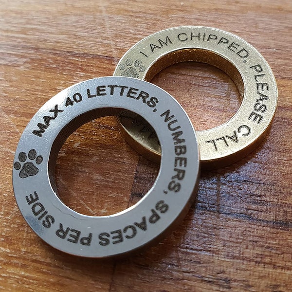 Solid Brass or Stainless Steel Round Personalised Dog Pet ID Tag