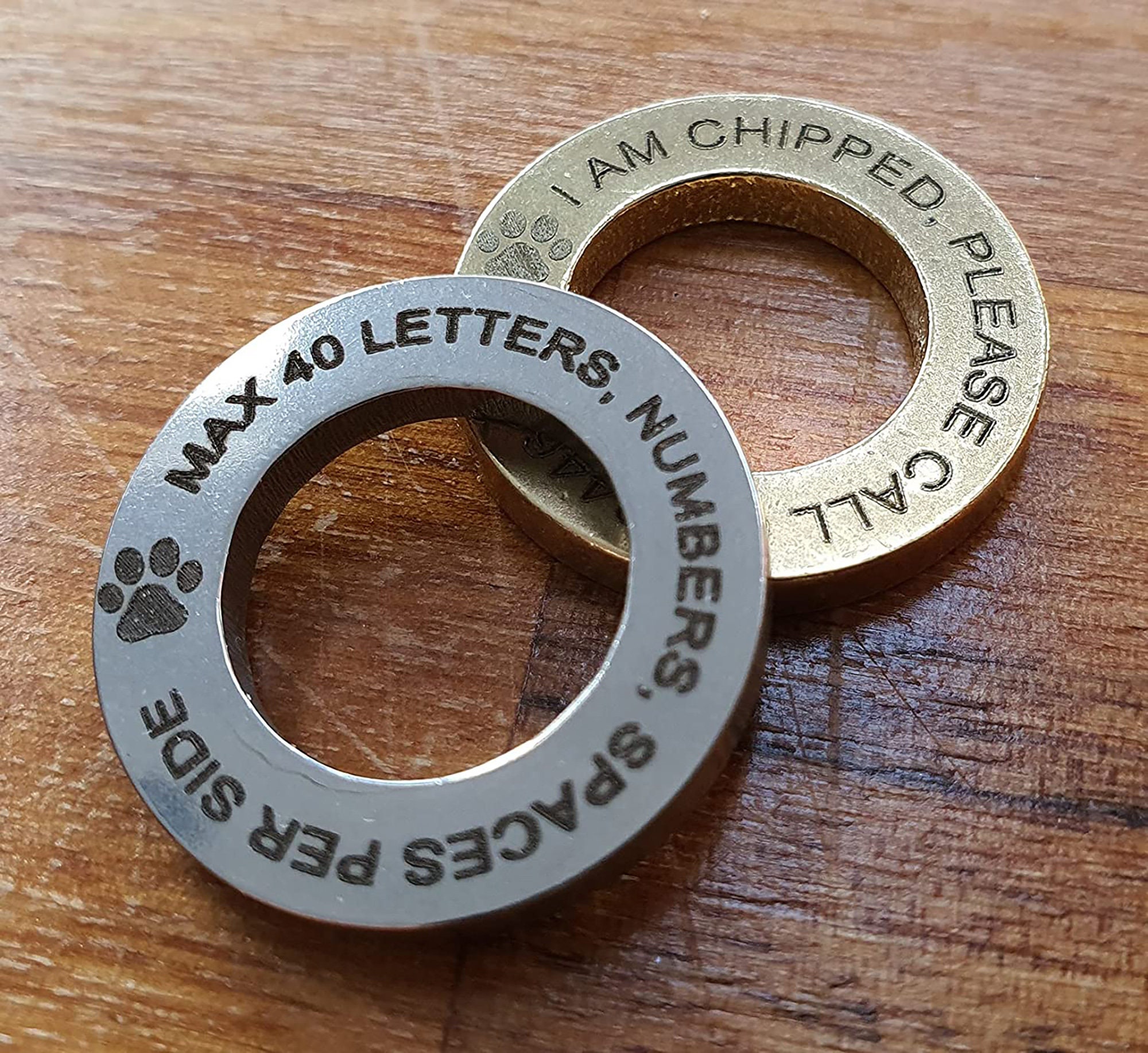 Solid Brass or Stainless Steel Round Personalised Dog Pet ID Tag