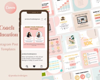 Education Canva Template, Canva Instagram Posts, Business Coach Instagram Template, Social Media Instagram Post Template, Information