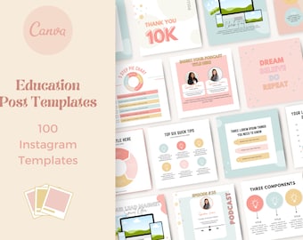 100 Coach Instagram Canva Template, Course Creator Instagram, Instagram Post Template, Education Post Template, Canva Post Template