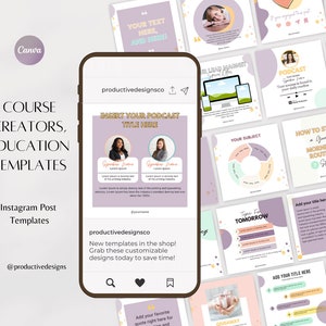 Education Instagram Canva Template, Instagram Post Template, Fun Instagram Template, Coach Instagram Template, Podcast Template,