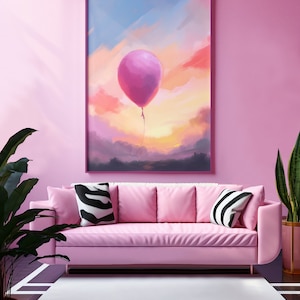 ACNH Present Sunset Oil Painting - ACNH Real Canvas Painting Print - Acnh Art, ACNL Balloon Present Art, Acnh Oil Painting