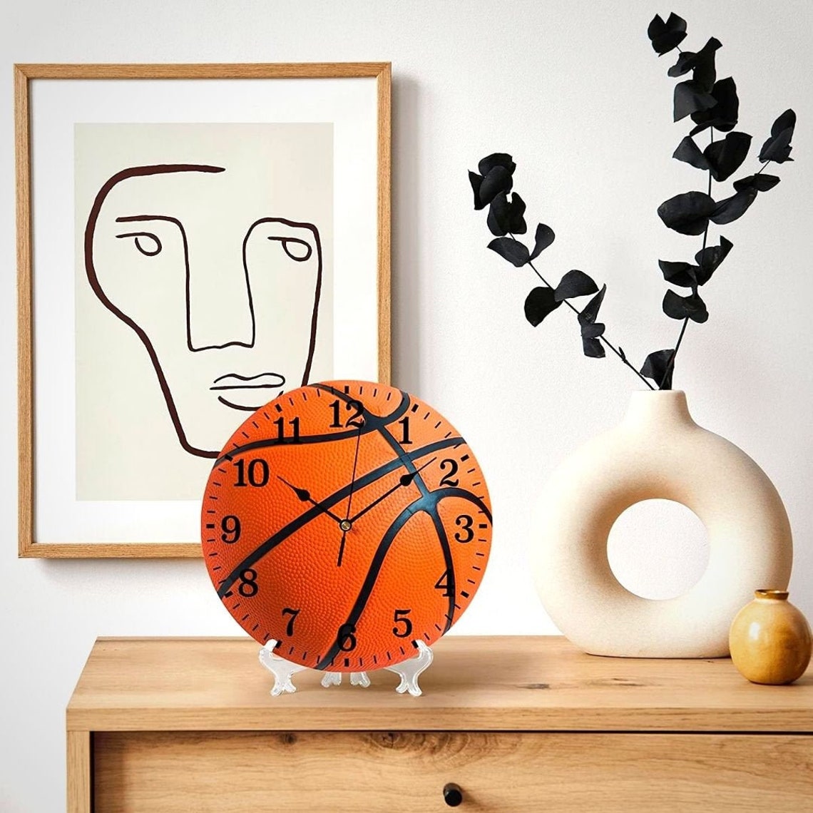 FullSized Basketball Clock Basketball Themed Wall Clock Etsy