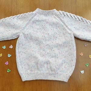 18-24 Months White Twinkle Print Hand Knitted Baby Cardigan, Soft handknitted sparkly cardigan, multicolour baby cardigan image 6