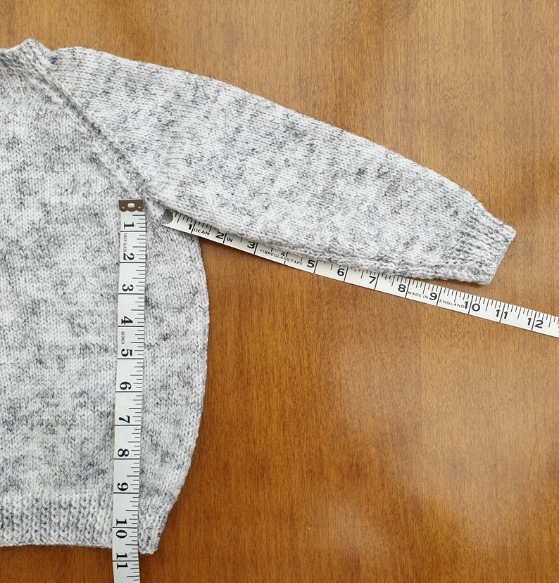 2-3 Years Storm Cloud Grey Hand Knitted Baby Cardigan, Soft light grey handknitted boys cardigan image 7