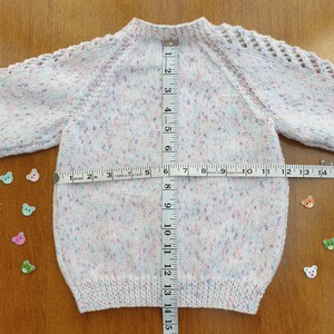 18-24 Months White Twinkle Print Hand Knitted Baby Cardigan, Soft handknitted sparkly cardigan, multicolour baby cardigan image 7